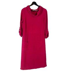 Soft Surroundings Red Pink Everly Gauze Long Sleeve Midi Shift Dress Small